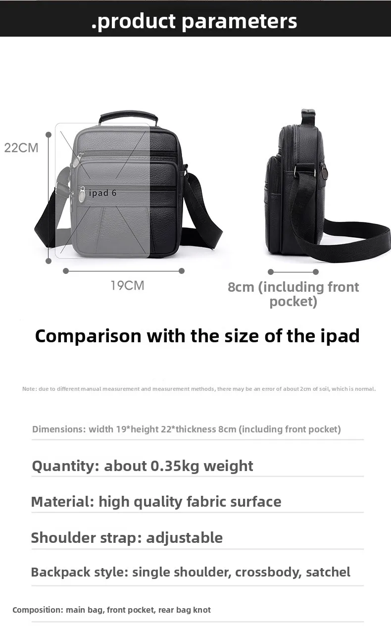 New Business Men's Single-shoulder Bag, Simple and Casual Crossbody Bag, Multi-layer Large-capacity Waterproof Crossbody Bag