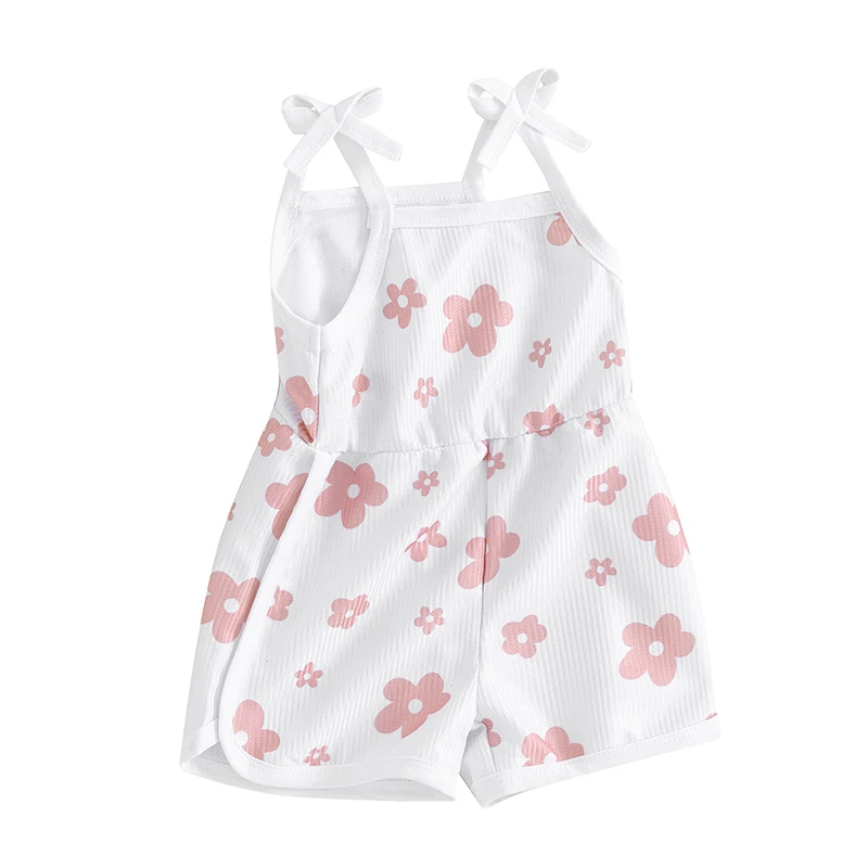 WZTYYDS Toddler Baby Girl Summer Clothes Floral Romper Tie-Up Strap Halter Jumpsuit Infant Summer Sling Playsuit 6M-3T