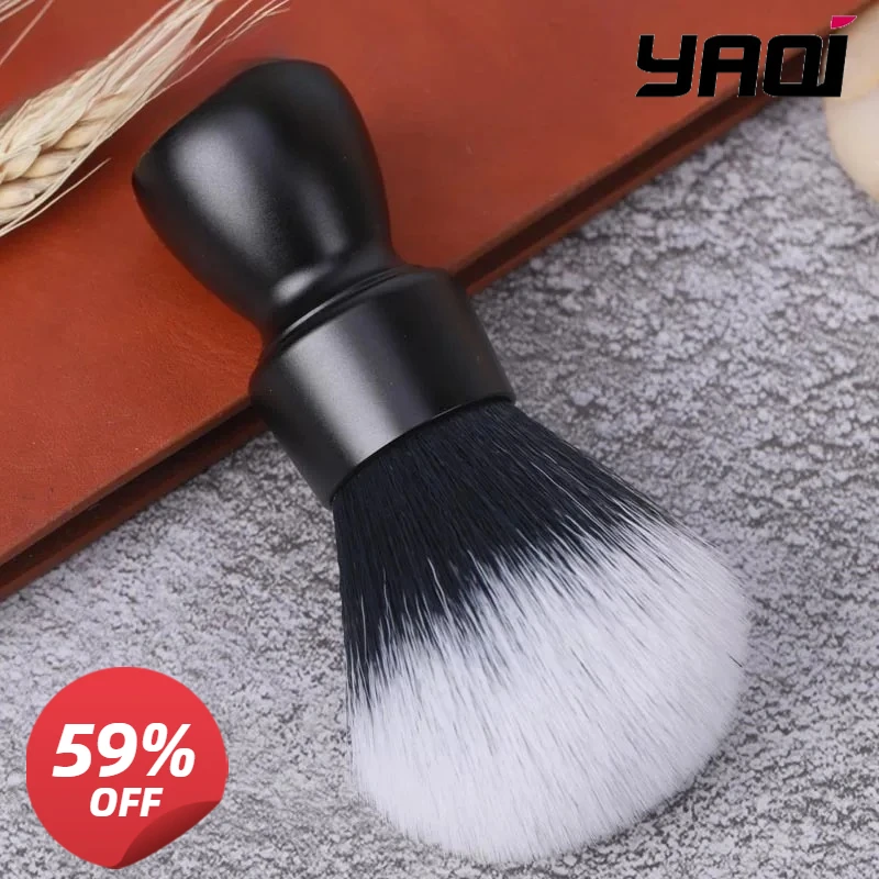 

YAQI Black Color Heavy Metal Handle Synthetic Hair Tuxedo Knot Shave Brush Hypoallergenic for Men's Wet Shaving Grooming Tool