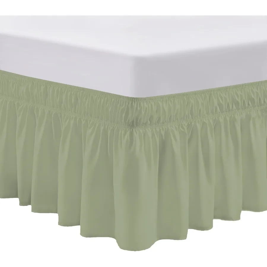 

21 inch Drop Wraparound Bed Skirt for Queen Size Beds No Lifting Required with Adjustable Easy Fit Elastic Straps Classic Gathe