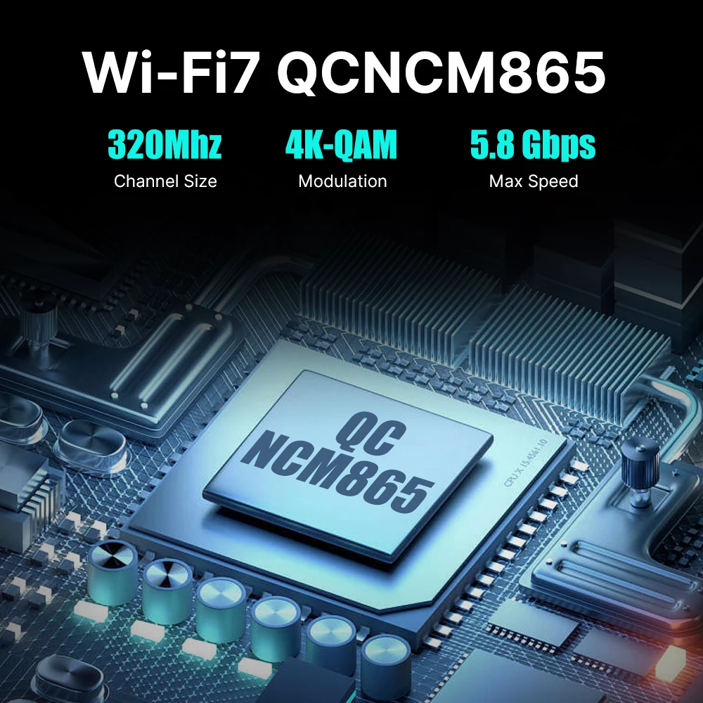 Fenvi WiFi 7 QCNCM865 Pcie Wireless Wifi Adapter Bluetooth 5.3 Tri Band 2.4G/5G/6GHz Wifi7 Wi-Fi 7 Card Extend antenna Win10/11