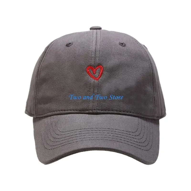 

HX6F Sun Protections Baseball Cap With Love Heart Embroidery Pattern Adjustable Snapbacks for Women Outdoor Activity Gear