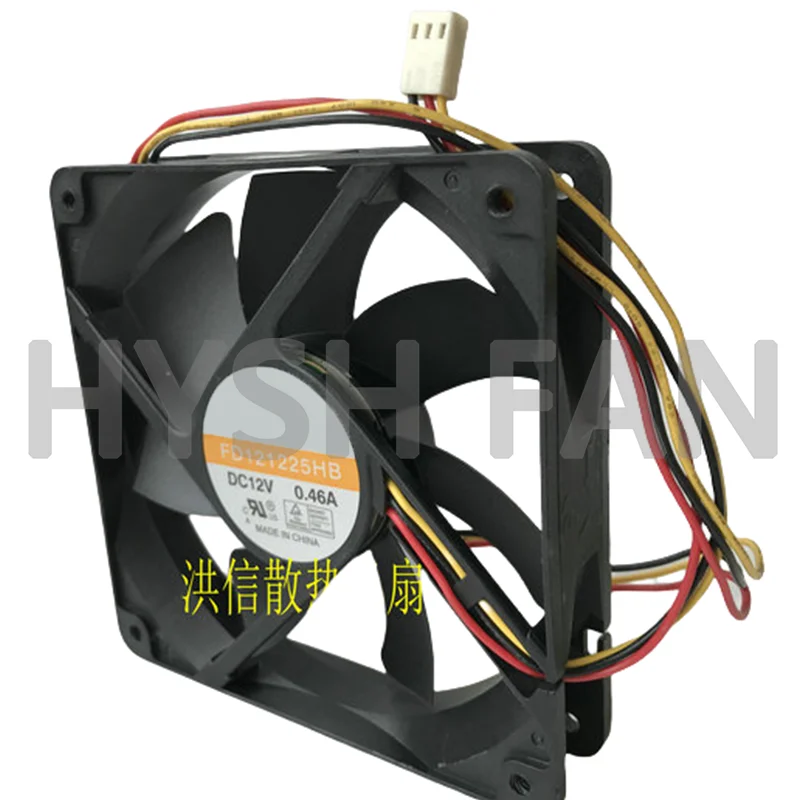 Ventilador de refrigeração do chassi de 3 fios, 12cm, FD1225HB, 12V, 0.46A, 12025