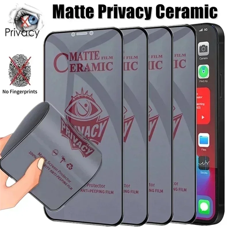 1-4Pcs Matte Ceramic Privacy Screen Protector for iPhone 14 PRO MAX 7 8 16 Plus Anti-spy Film for iPhone 11 12 13 15 Pro XS Max