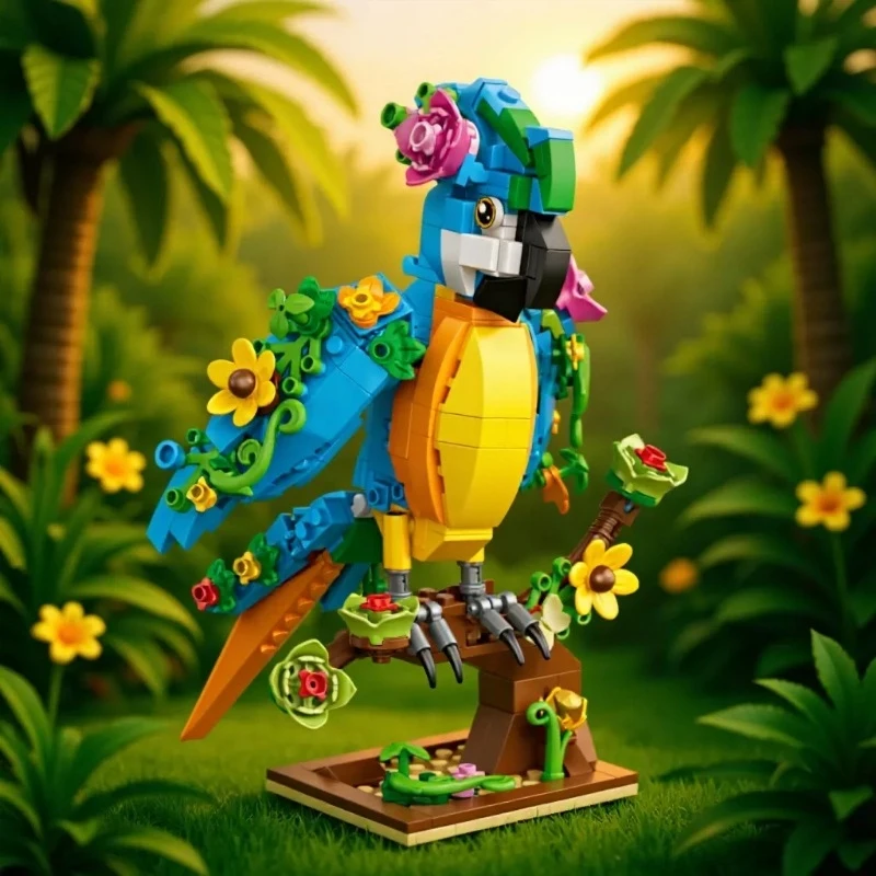 

400PCS 3-in-1 Forest Animal Building Blocks, Parrot Transformable Model, Kids Educational Ornament Toy