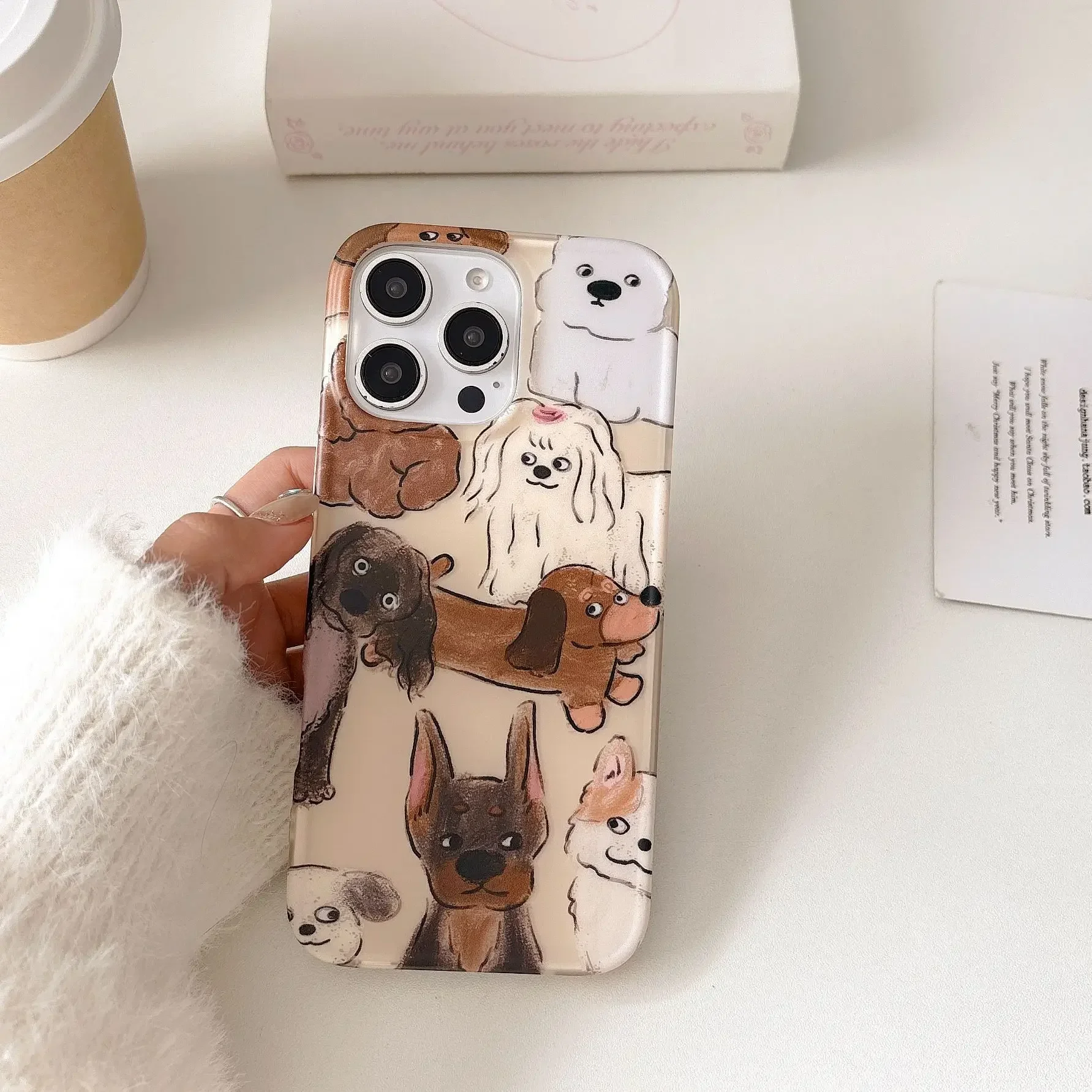 puppy Dachshund chow chow dog party Retro Phone case For iPhone 16 15 14 13 12 Pro Max Case Cute Luxury Cartoon shockproof Cover