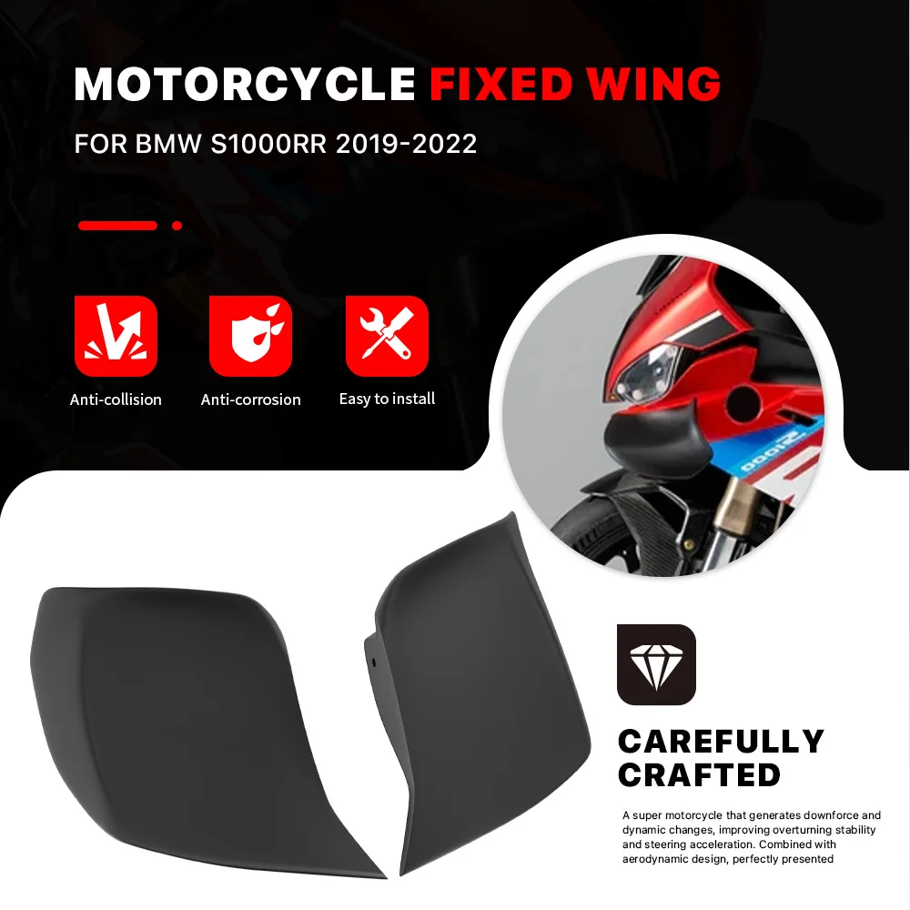 

Motorcycle Fixed Wing Spoiler For BMW S1000RR 2019-2022 Front Aerodynamic Wing Side Wing Side Winglet Wing Aileron Fairing