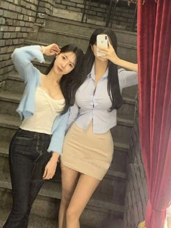 Sexy Spicy Girl Blue  Collar Long Sleeve Shirt New Arrival Loose Fit Women's Fashion Show Body Shape Cotton Blend Shirt