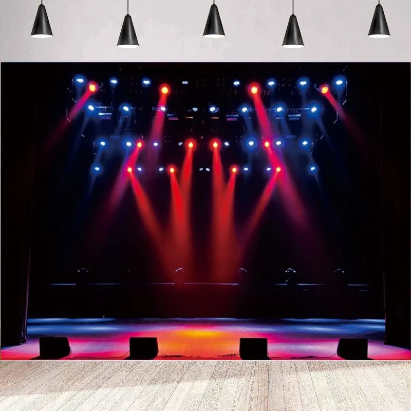 

Rcoaror Theater Stage Photography Backdrop Spotlight Concert Live Drama Music Show Background Party Backdrop Wall Banner Poster