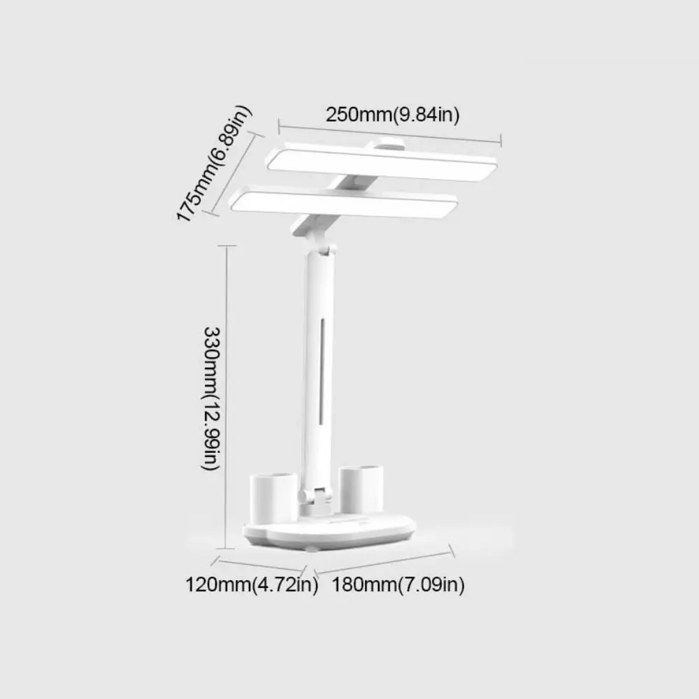 Multifunctional Double Head LED Fan Table Light USB Charging Dimmable Reading Light Eye Protection 3 Color Desk Lamp Bedroom
