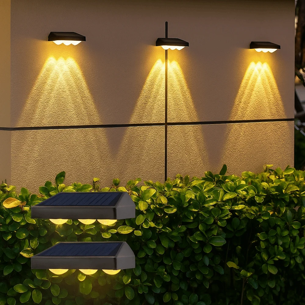 

2LED водонепроницаемые солнечные настенные светильники 3LED белый свет ночной уличный фонарь теплый свет время освещения 6-12 часов