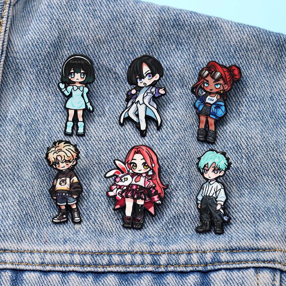 6er-Set Alien Stage Cartoon-Charakter-Emaille-Pins: Mizi, Sua, Ivan, Hyuna, Luka – Metallbroschen für Rucksack-Accessoires