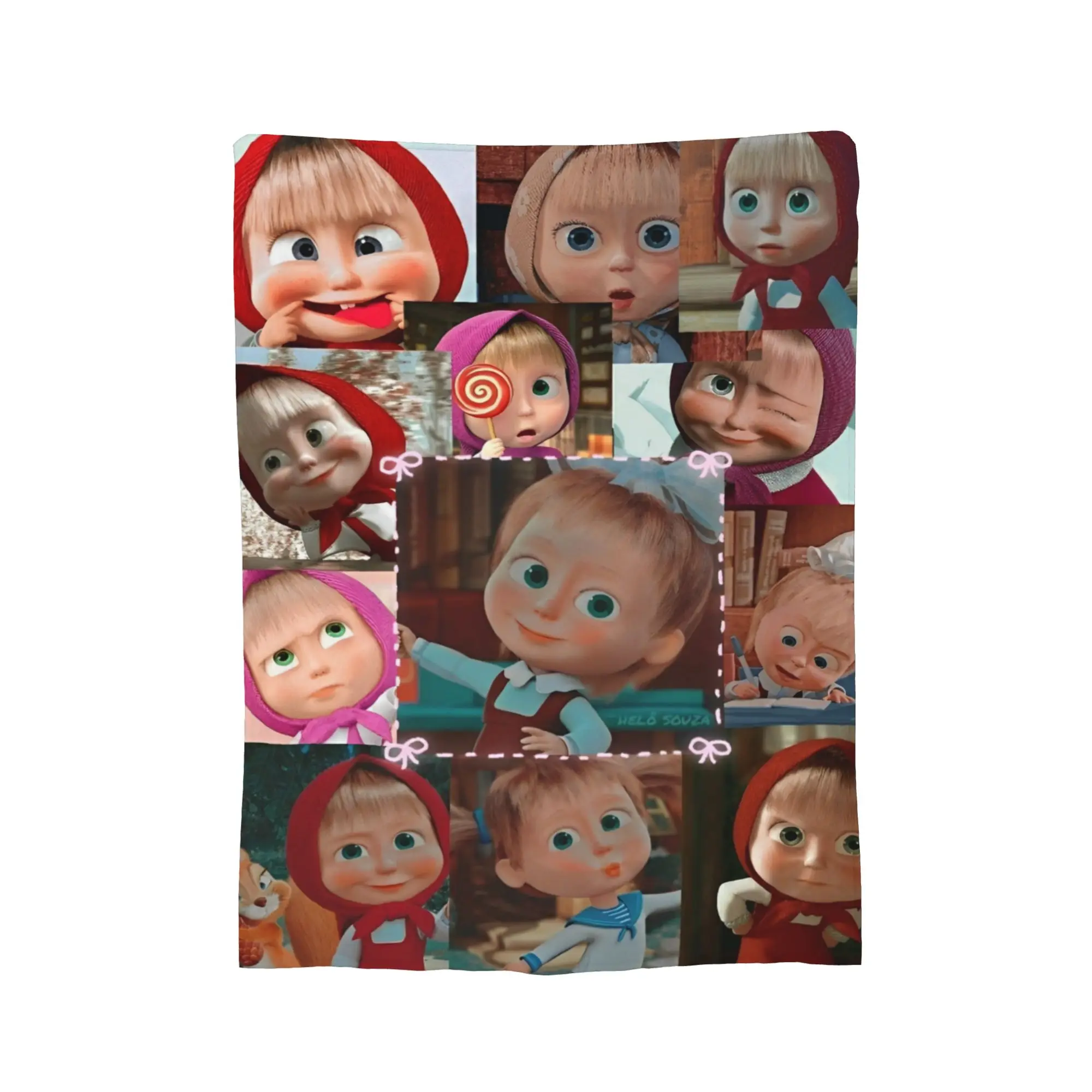 M-Mashas and B-Bears Photo Montage Blanket Quality Soft Warm  Throw Blanket Winter Students Couch Bed Print Bedspread