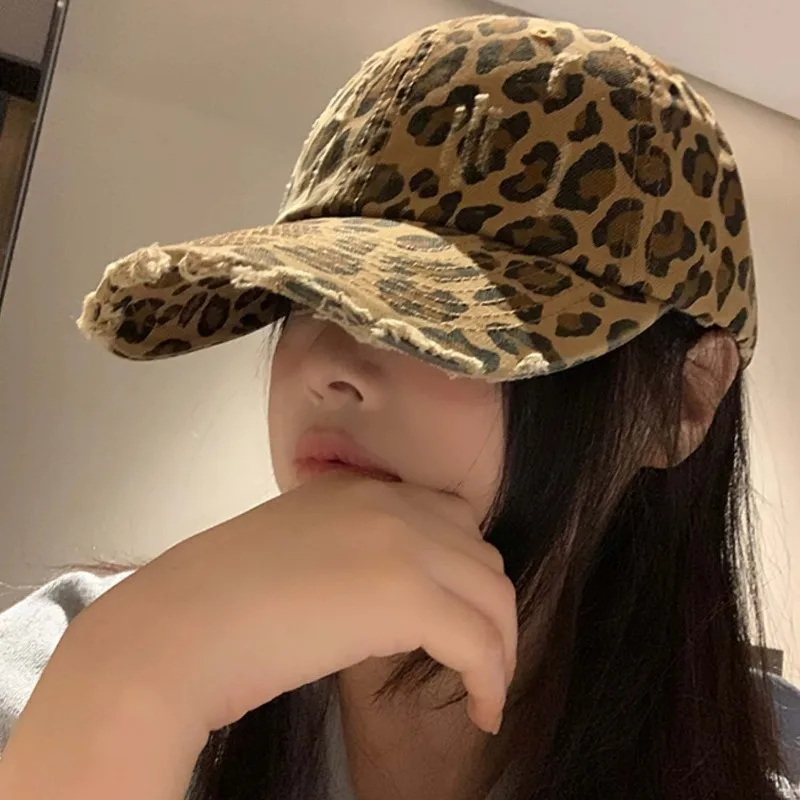 

Leopard Print Baseball Hats Winter Women Men Y2K Vintage Hip Hop Adjustable Caps Casual Outdoor Sunscreen Hats Fashion Accessory