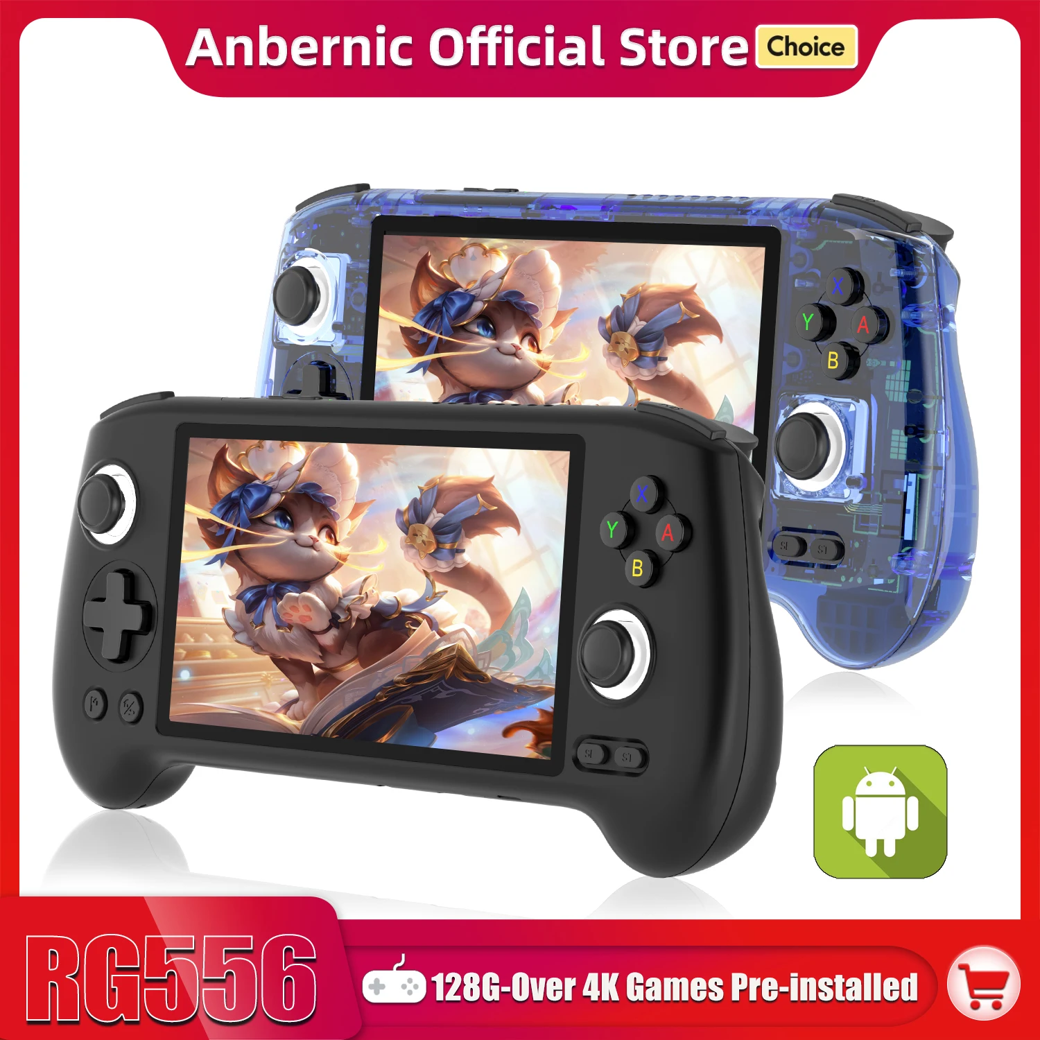 

ANBERNIC RG556 64-битная портативная игровая консоль в стиле ретро, система Android 13, Unisoc T820, 5,48-дюймовый AMOLED-экран, джойстик, игровой плеер