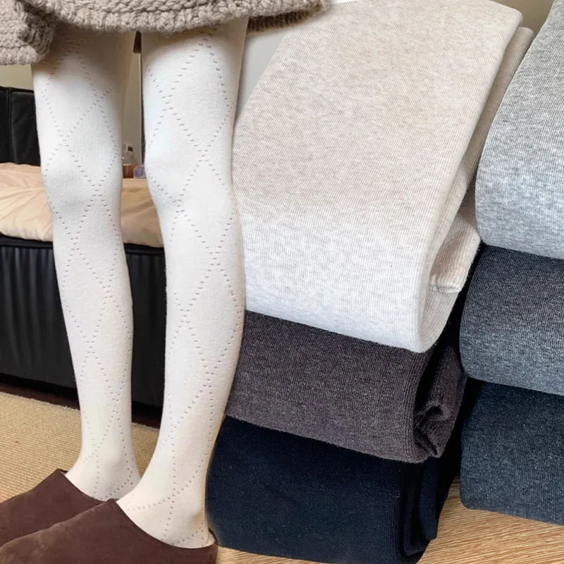 

Осень-зима жаккардовые вязаные колготки в стиле ретро, ромбические базовые колготки, высокоэластичные тонкие чулки, теплые женские термолеггинсы