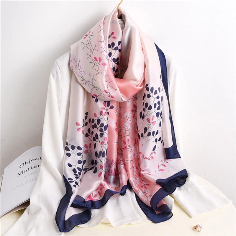 Spring Scarf Women\'s Luxury Design Scarf Silk Smooth Scarf Soft Muslim Headband Shawl Beach 85x180cm