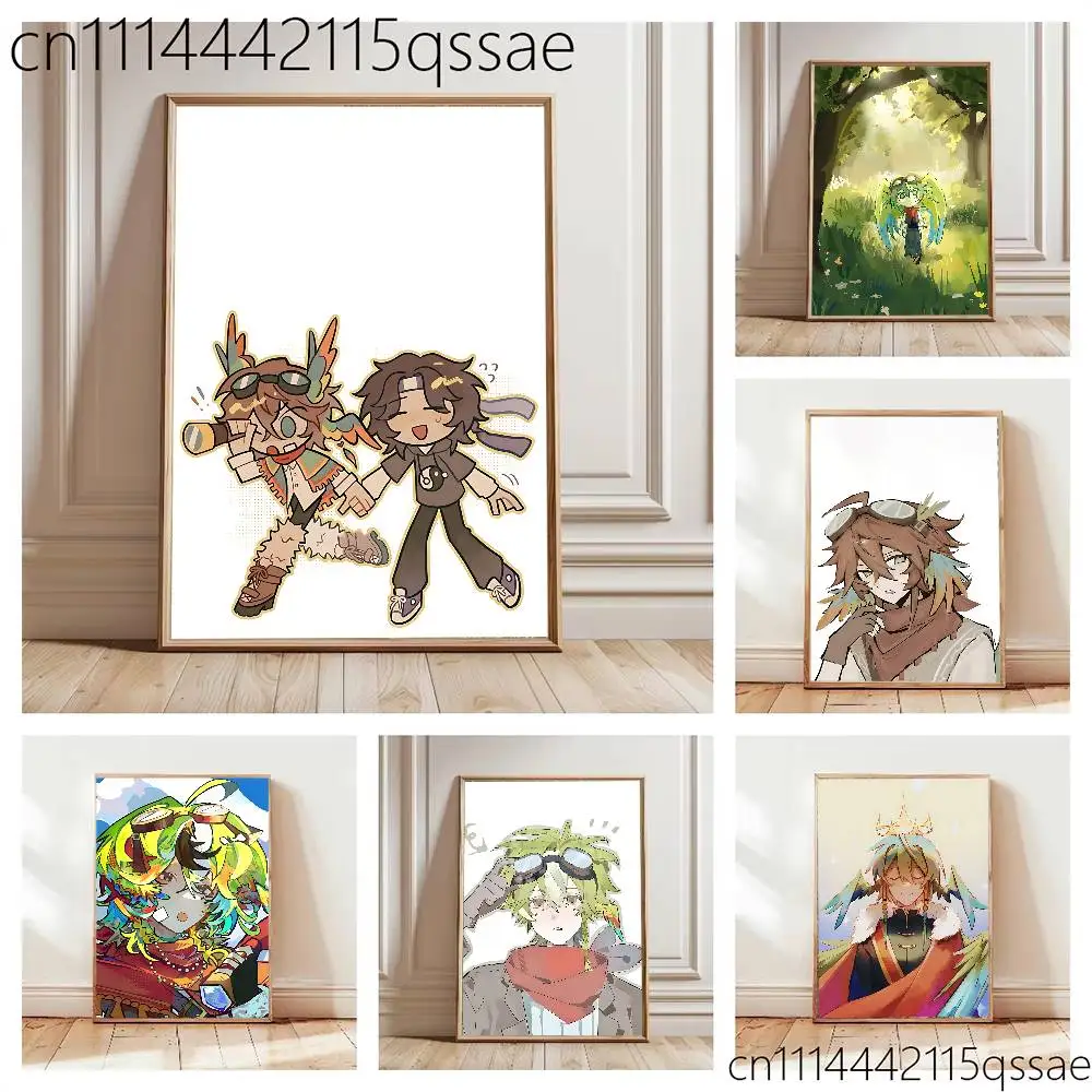 P-Parrotx2 Frameles Canvas Paint Decorative Art Printing Poster Image Home Living Room Bedroom Decoration Paint