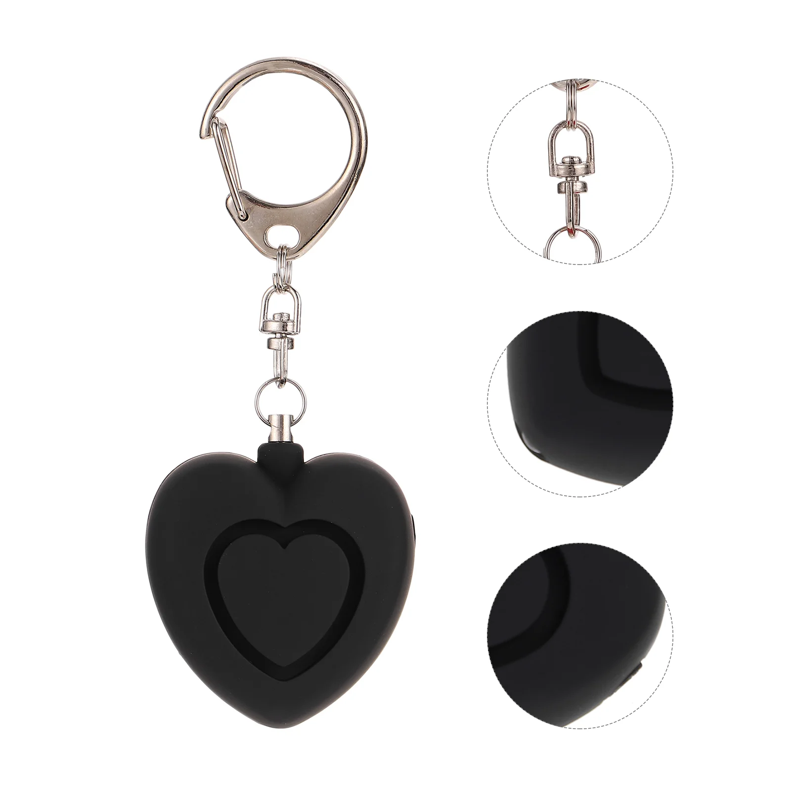 

Key Fob Anti Wolf Siren Personal Alarm Keychain Gift Heart-shaped 4X35X2CM Black Safety Defense for Women Miss Man