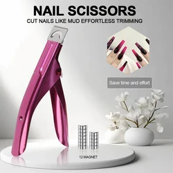 Professional Acrylic Nail Clipper U Shape Stainless Steel Trimming Straight Cutter with 12 Pieces Magnet Nail Art Trimmer Kit