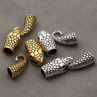10 Pcs Antique Golden Snake Head Clasps End Caps Connector High Quality For Leather Bracelet DIY Jewelry Making Findings