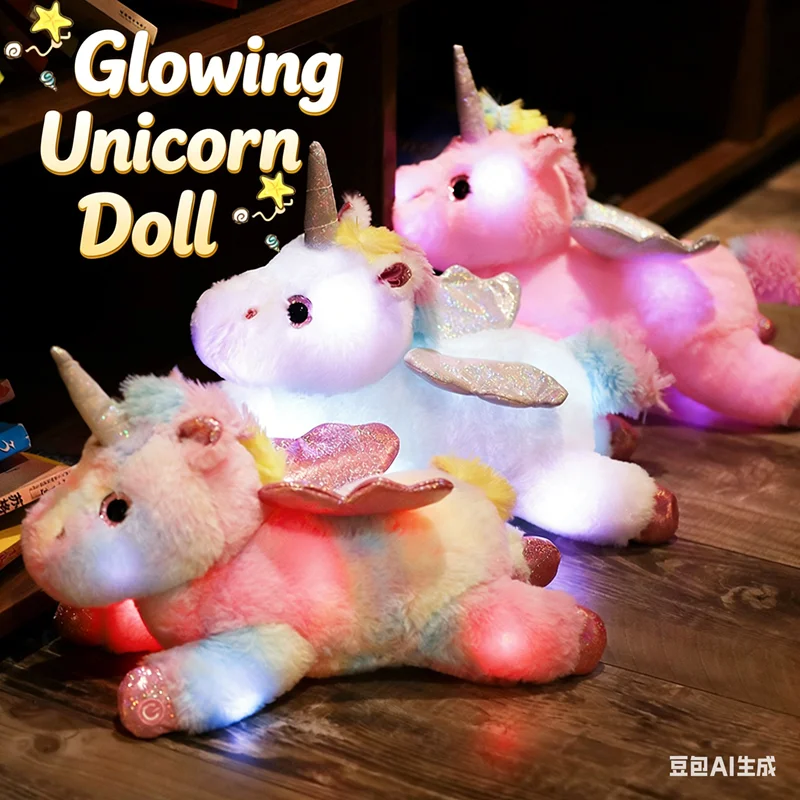 

Glowing Unicorn Plush Toy with LED Lights Soft Stuffed Unicorn Doll Perfect Birthday Gift for Kids Girls Teens Bedroom Decor