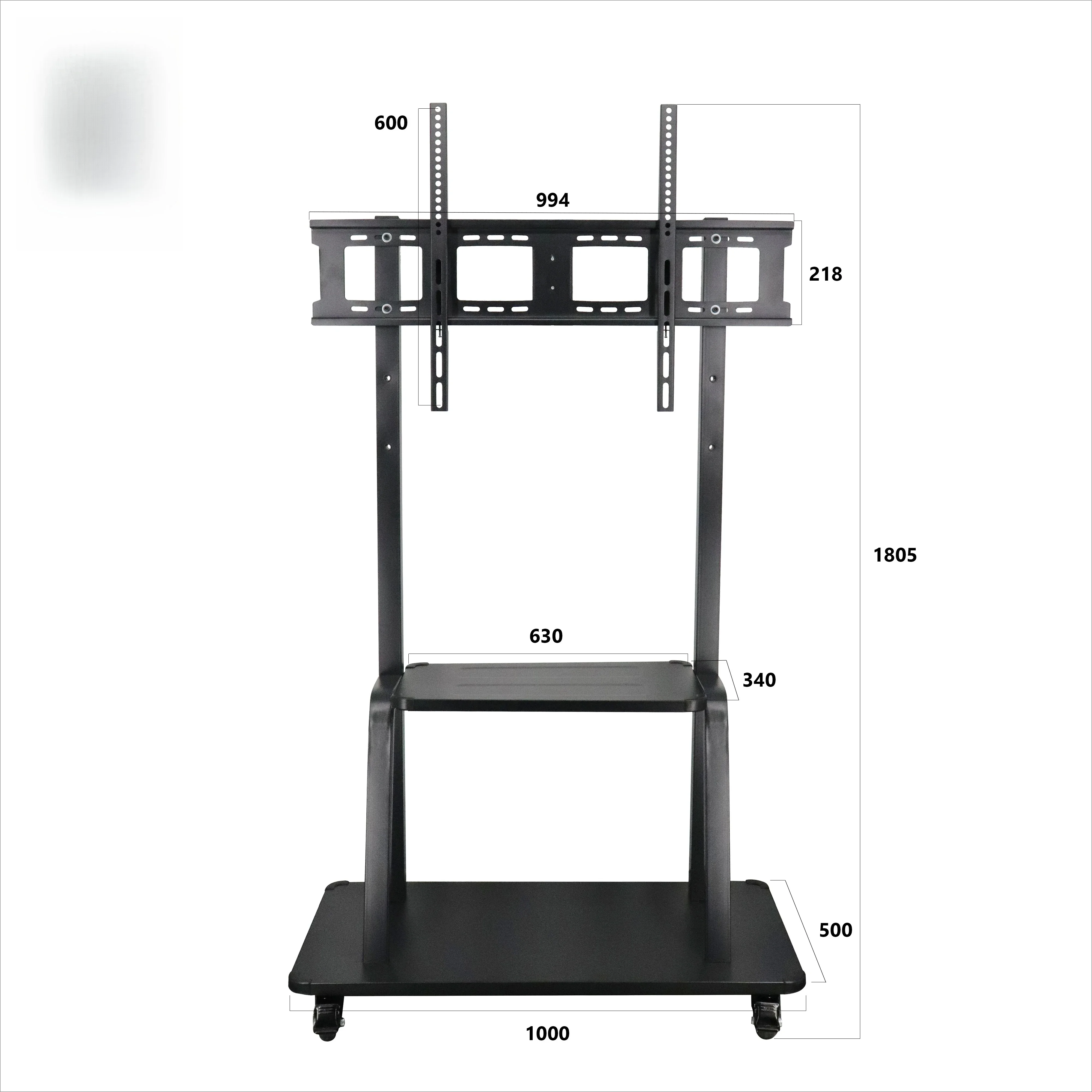 Commercial Rolling TV Cart Floor Stand, Universal Height Adjustable Bracket for 50-120 Inch Large Conference LED LCD Display