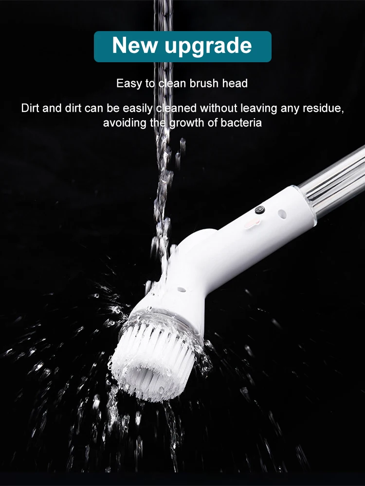 Electric Spin Scrubbers Power Cleaning Brush Cordless Handle Adjust Extension Brush Household Rotating Cleaning Machine