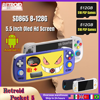 Retroid Pocket 5 Handheld Game Console 5.5Inch OLED Screen SD865 8GB+128GB RP5 Android Game Console 5000mAh Android13 PS2 Games