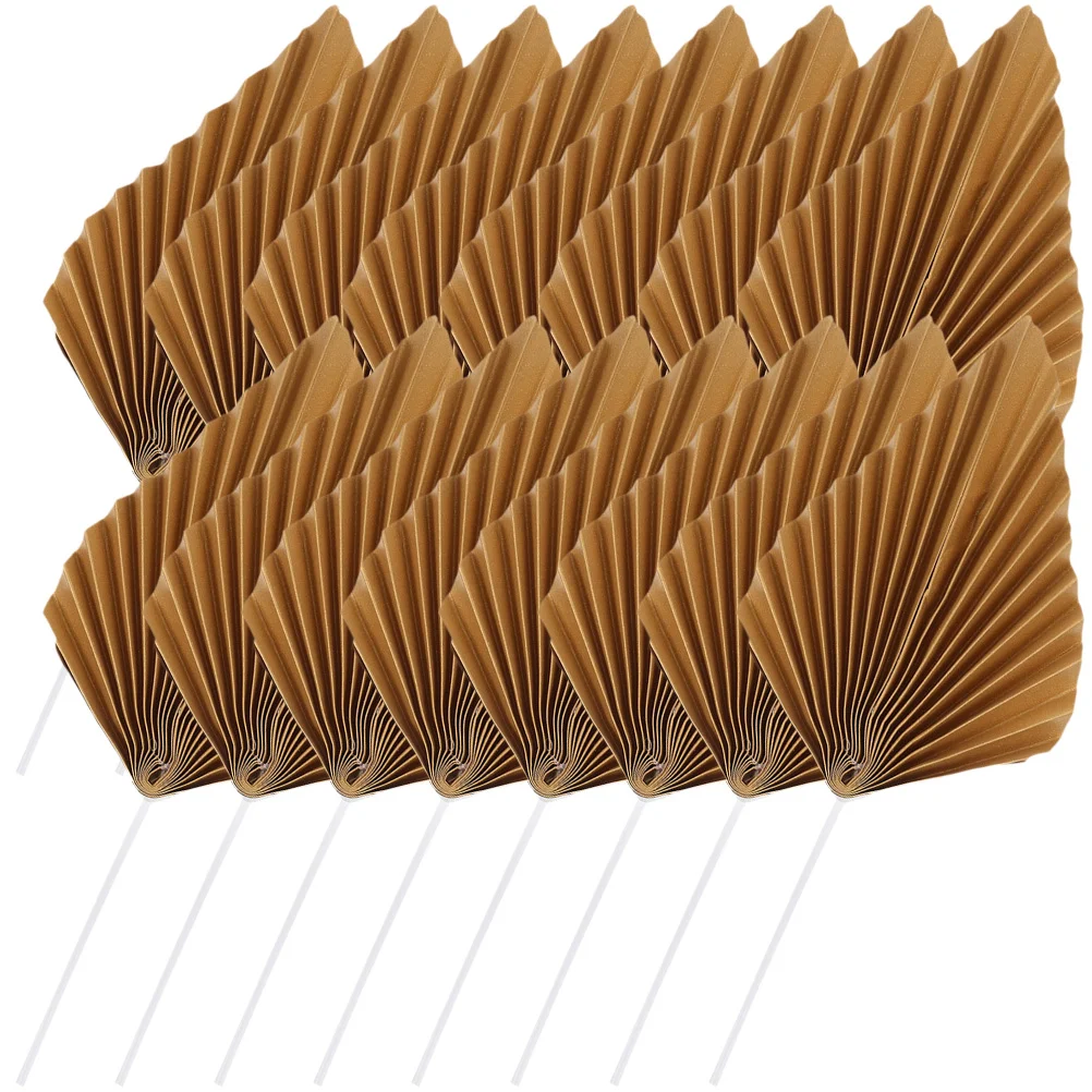 

16 Pcs Cupcake Food Picks Palm Leaf Insert Leaves Toppers Commemorate Gold Accent Decor