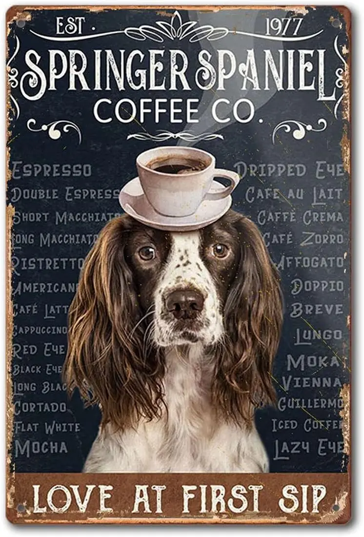 Gift for Springer Spaniel Lovers Poster Springer Spaniel Coffee Poster for Coffee Shop Bathroom Home Living Decor Office De sign