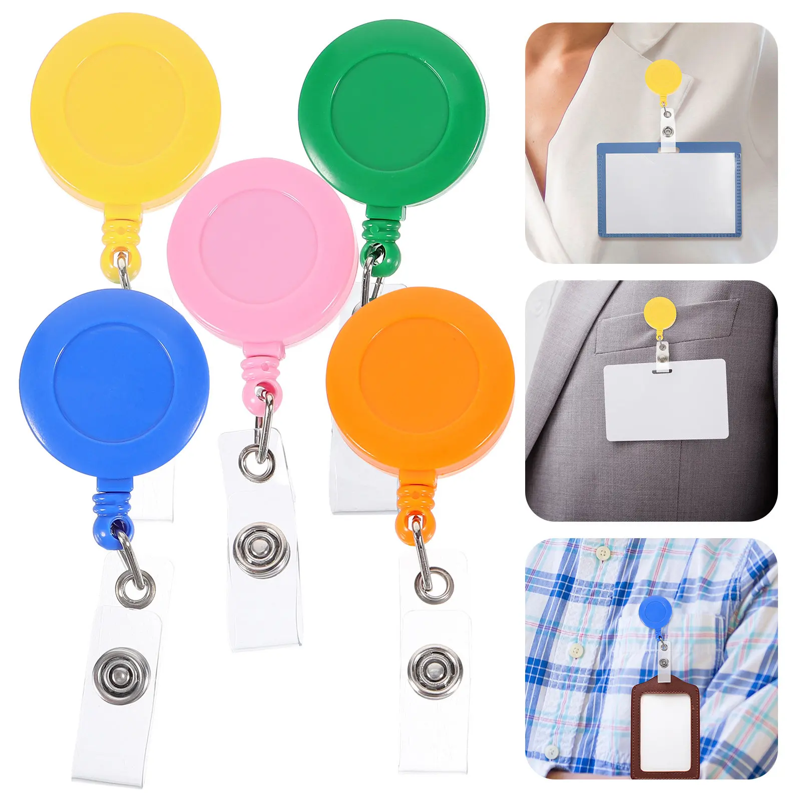 6Pcs Badge Reel Clip Retractable Id Card Holder for Nurses Teachers Students Workers Factory Hospital Staff Lightweight Compact
