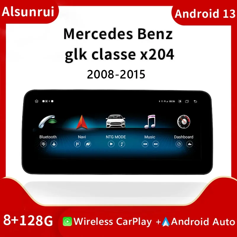 12.3 Inch Screen Wireless Carplay AutoRadio Android 12 For Mercedes Benz GLK Class X204 4.0 2008-2012 Multimedia Navigation 4G