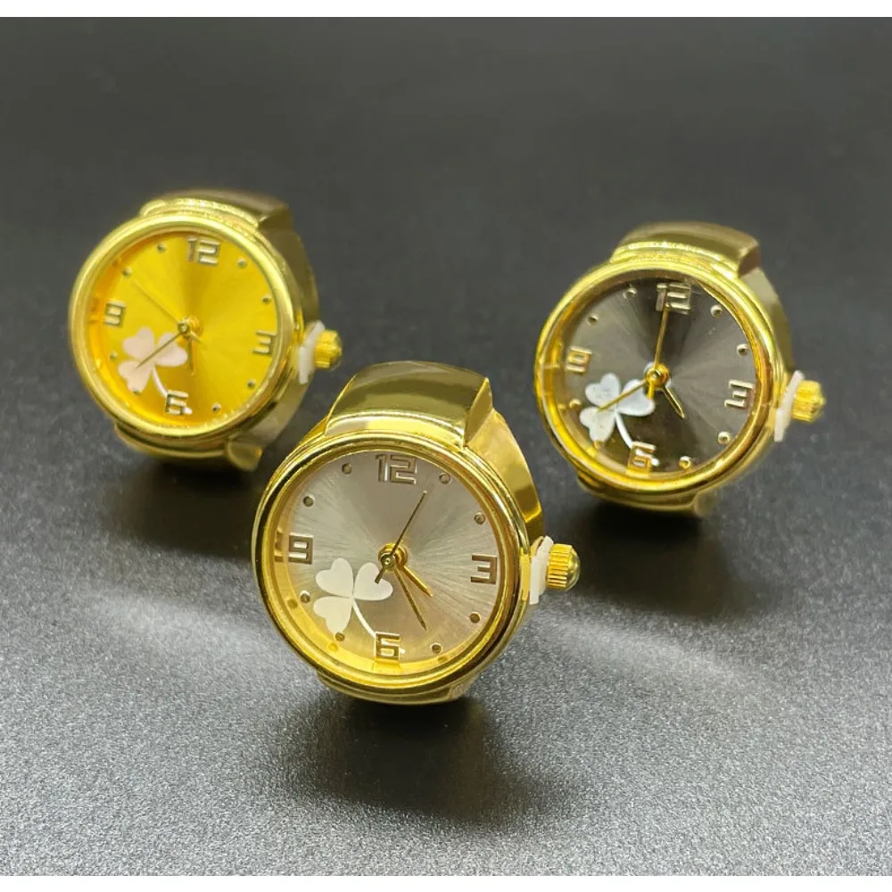 

Fashion Colorful Clover Ring Watch Rend Simple Multi Color Finger Watch Men's and Women's Couple Watch