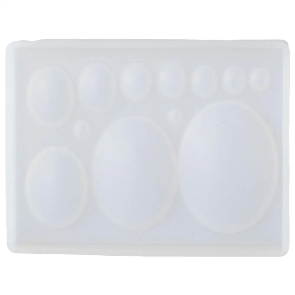 레진 몰드 실리콘 실리콘 실리콘 타원형 레진 몰드 화이트 8.5*6.5*1CM 12구멍 귀걸이 실리콘 몰드 DIY 공예 펜던트