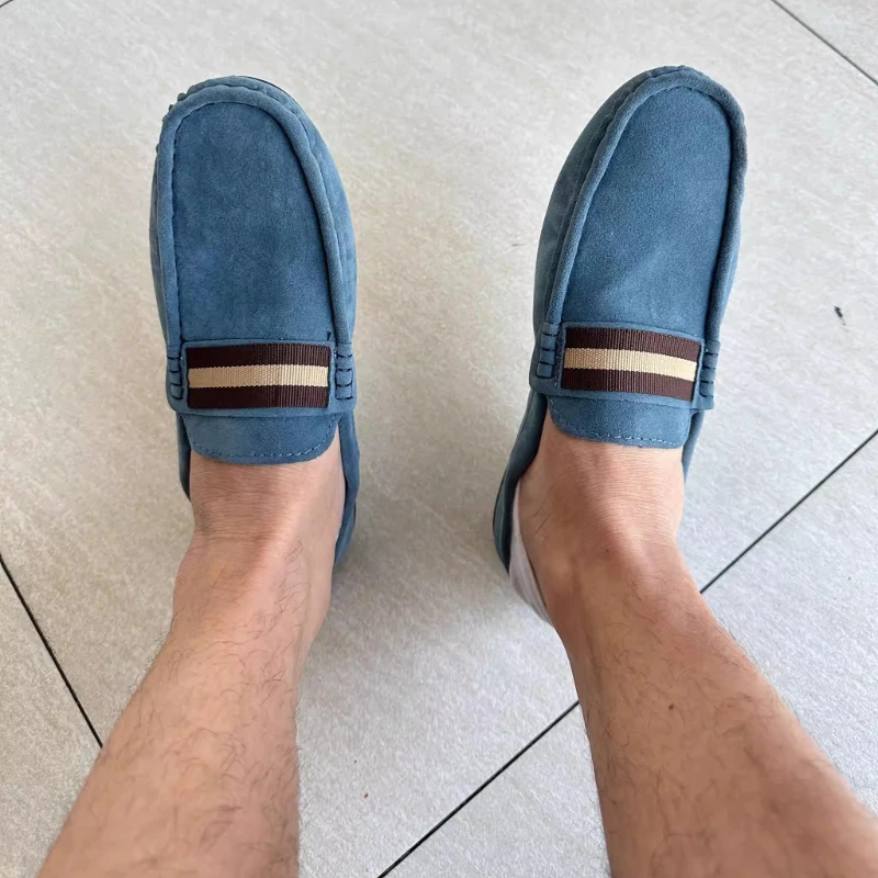 

Breathable Men Loafers Summer Slip on Half Shoes for Men Leather Slippers Fashion Flat Casual Shoes for Men Moccasins