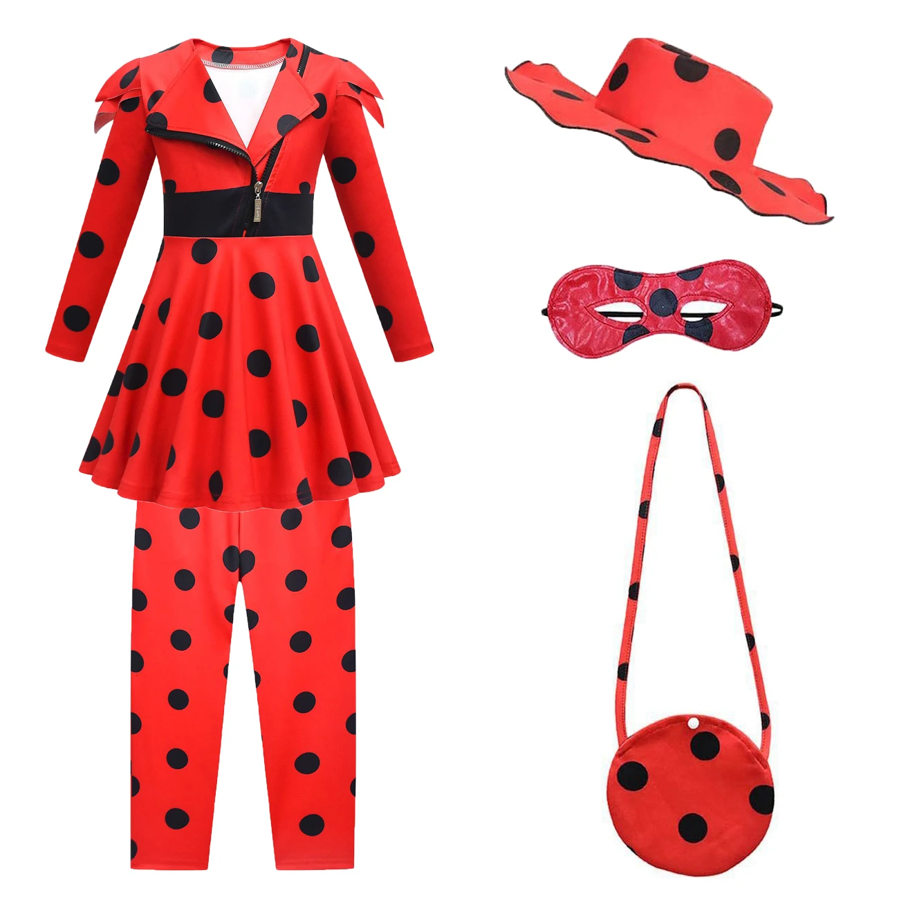 New Christmas Reddy Girl Beetle Cosplay L-Ladybug Costume Mask Bag Kids Halloween Fancy Children Party Anime Ladybird Clothing