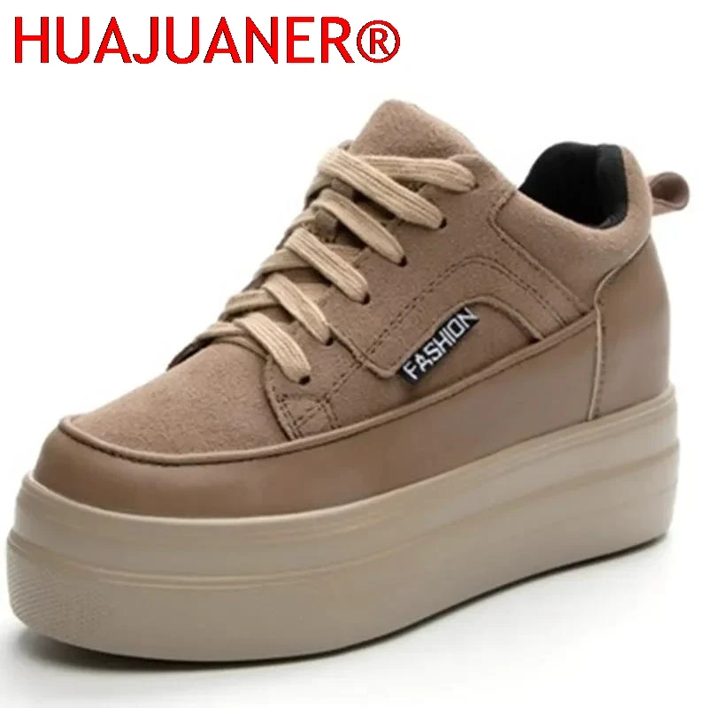 

Женские модные кроссовки на платформе из натуральной замши (8 см) с танкеткой, на скрытой танкетке, для весны и осени, повседневные