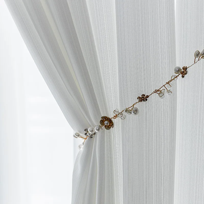 Custom Size!! Korean Style Luxurious White Sheer Curtains for Living Room Window Solid Color Voiles Tulle Curtain for Bedroom