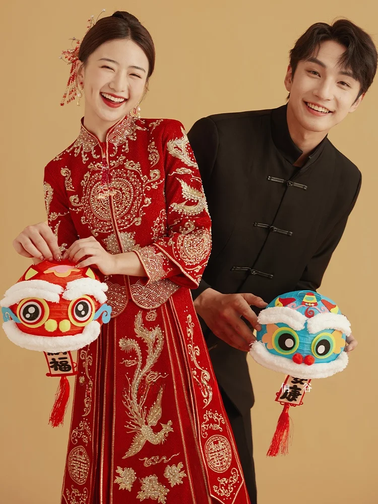 

guhans New 2025 Autumn Long Sve Heavy Embroidery Slimming Chinese Sle Wedding Dr Dragon And Phoenix Quilt