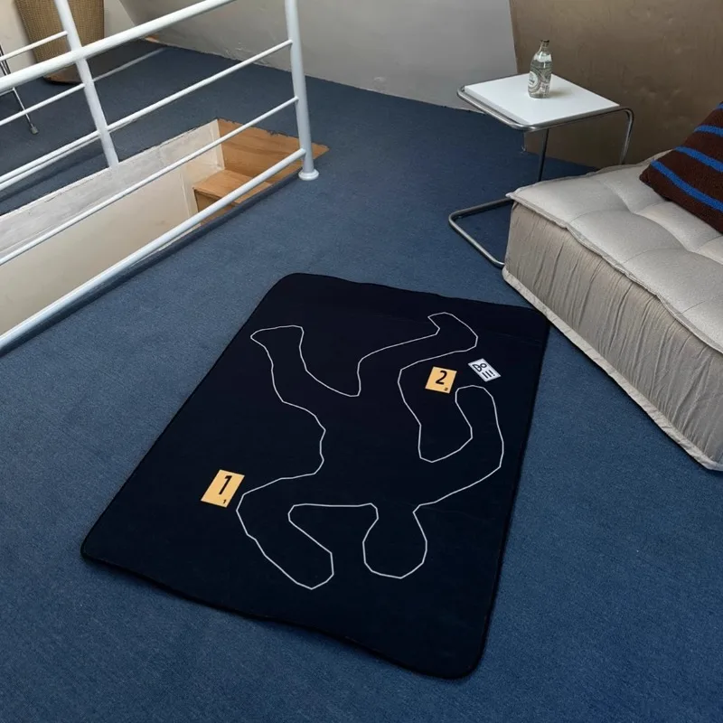 Creative Interesting Living Room Carpet Crime Scene Home Decoration Carpets Minimalist Lines Bedroom Rug Short Plush Soft Rugs