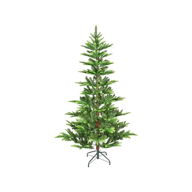 

6ft Artificial Green LED Christmas Tree with 502 PE/PVC Mixed Branch Tips, Hinged Design, Foldable Base for Indoor Holiday