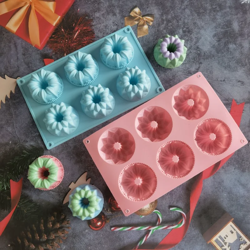 Porous Crown Silicone Cake Baking Mold Multi Style Flower Doughnut Biscuit Jelly Ice Mould Gemstone Soap Candle Making Set Gifts