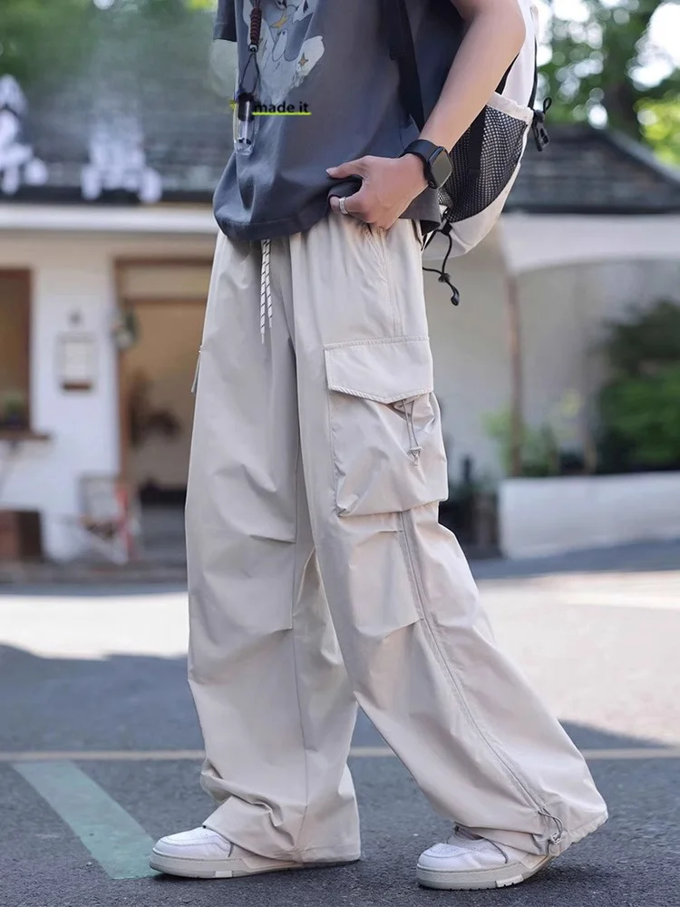 

Retro American Work Pants Men's Summer New Loose Straight Leg Casual Long Pants Wide Leg Trousers Comfortable Breathable