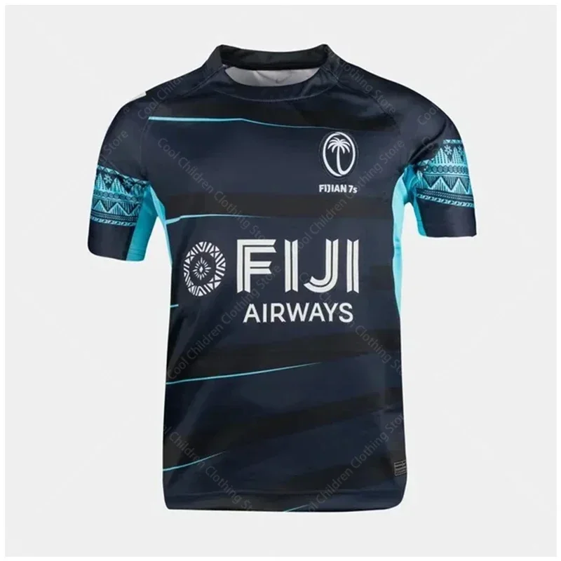 New 2024 Mens Rugby Tshirt Home Jersey Fiji 7S Oversized Mesh Breath Tshirt Family Clothing Sportwear Summer Sport Tee Adult/Kid