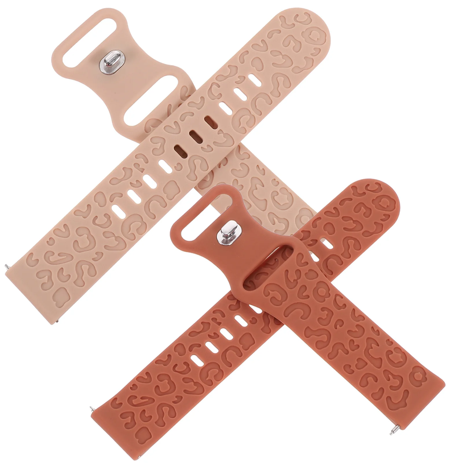

2pcs Silicone Watch Band Crocodile Pattern Adjustable For Sports Outdoor Daily Wear Replacement Strap Watch Accessories
