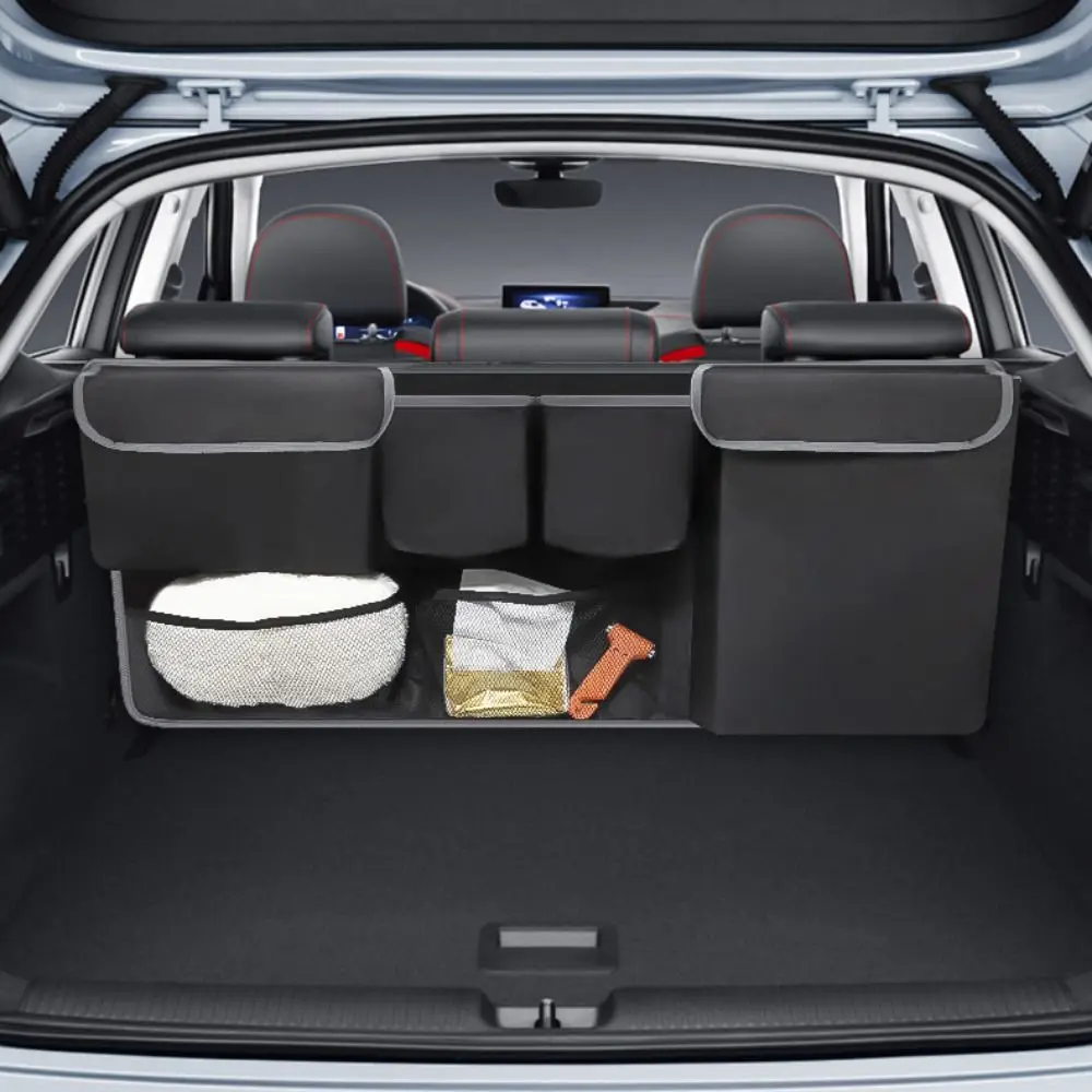 Multiple Pockets Car Trunk Storage Bag High Capacity Space Saving Backseat Hanging Organizer Adjustable Oxford Cloth