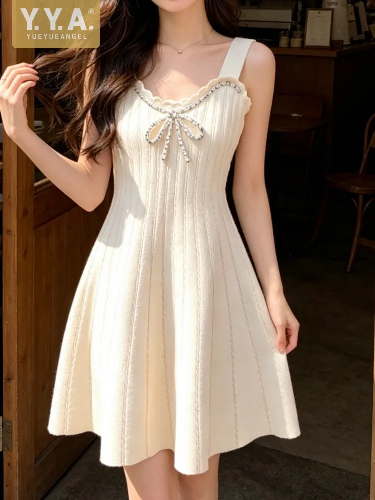 New Women Fashion Summer Party Versatile Slim Fit Dress Sleeve Sleeveless A Line Short Dresses Beading Elegant Ladies Tank Dress