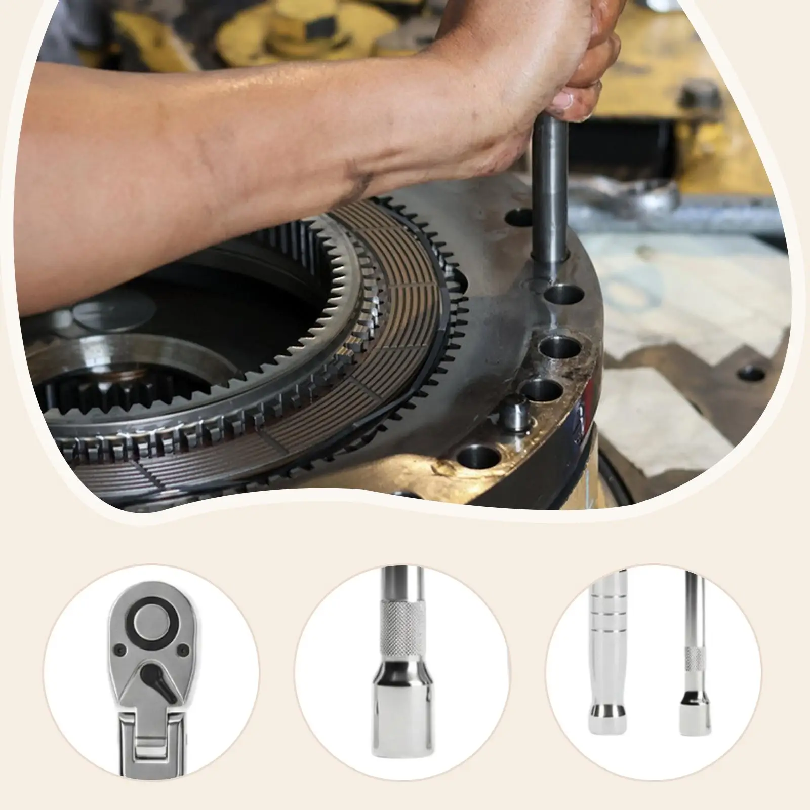 

Набор из 6 гибких трещоточных ключей, стальные, с приводом 1/4, 3/8, 1/2 дюйма, с поворотной головкой