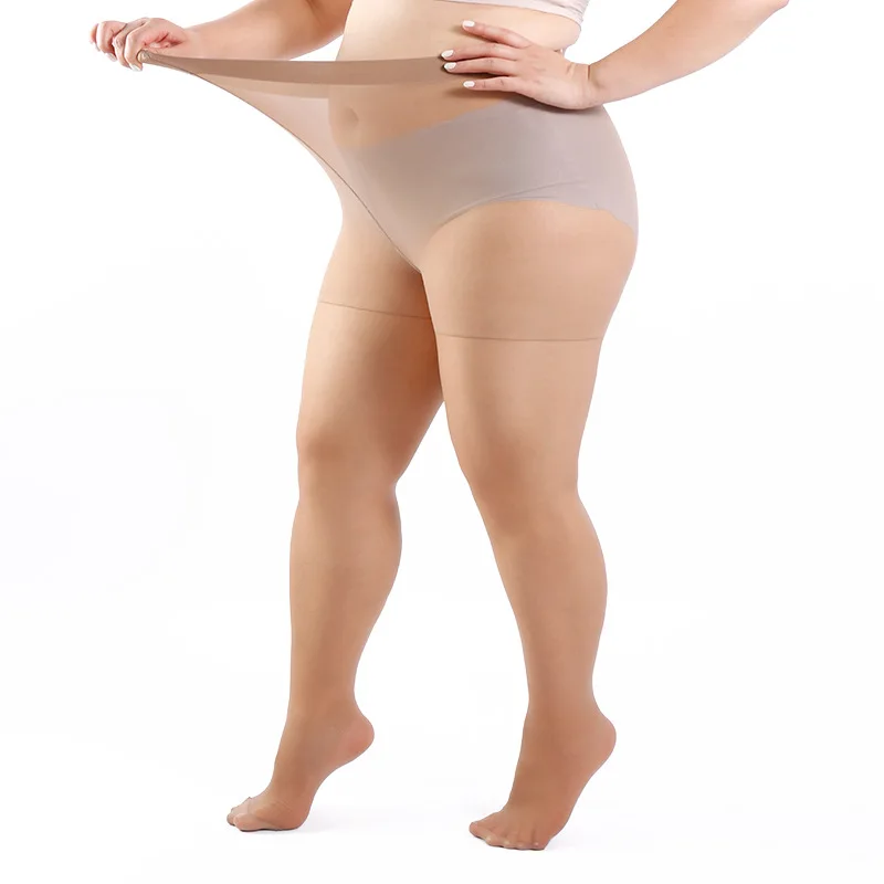 Damen Übergröße 20 Denier Transparente Strumpfhose mit Hoher Taille, Nylon-Strumpfhose, Superelastisch XL-4XL, Große Größen für Kräftige Damen bis 150kg/330lbs – Detail 4